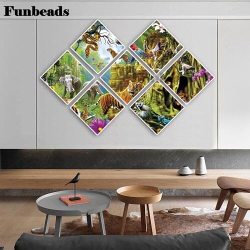 7 pieces Diamond Painting 5D Animal World Tiger Elephant Diamond Embroidery Painting DIY Mosaic Gift Home Decor FF4347