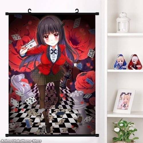 Anime Momobami Kirari Kakegurui Compulsive Gambler Jabami Yumeko Wall Scroll Mural Poster Wall Hanging Poster Home Decor Art