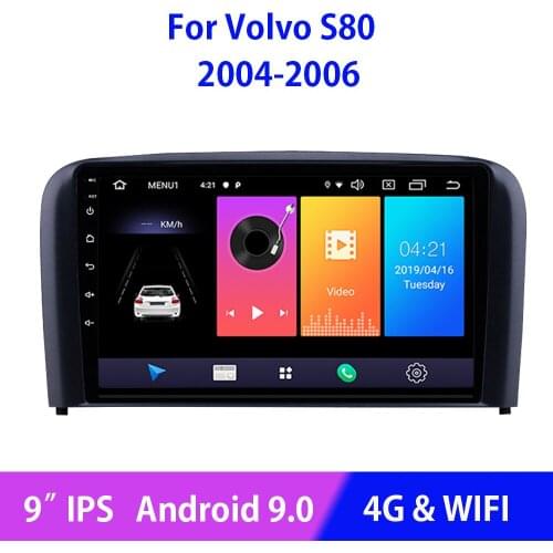Android 9.0 Car Radio Multimedia Video Player Tape Recorder For Volvo S80 1 2004 2005 2006 WIFI 4G 9 Inches Touchscreen 2GB+32GB