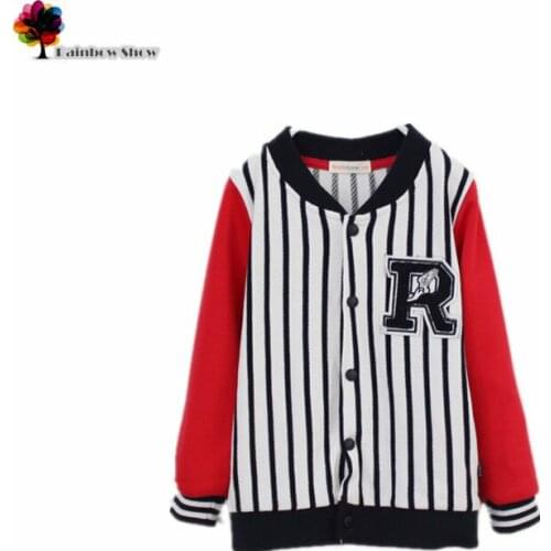 New Children Clothing Boys and Girls Autumn Spring Striped Baseball Uniform Kids Coat Collar Cotton Cardigan