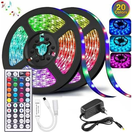 RGB 5050 SMD 2835 LED Strip Light Flexible Ribbon RGB Stripe 5M 10M 15M tape kit