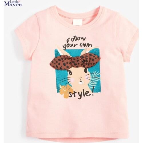 Children 2021 Summer Baby Boy Tee Tops Kids Summer 2-7 Years Clothes Pink Bunny Letter Print Brand Cotton T Shirt 51733