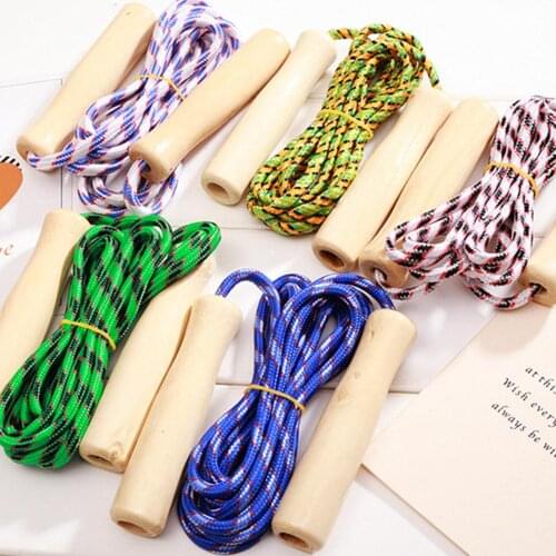 Kids Student Wooden Handle Colorful Braiding Skipping Rope Sports Fitness Tool Fitness Equipment Accessories