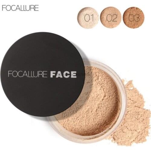 By dhl or ems 100pcs FOCALLURE 3 Colors Loose Powder Face Makeup Waterproof Loose Powder Skin Finish Powder brand