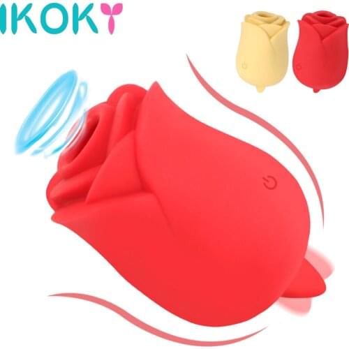 IKOKY Nipple Sucker Oral Licking Rose Shape Tongue Licking Vibrator G-spot Stimulator Sex Toys for Women Vagina Masturbation