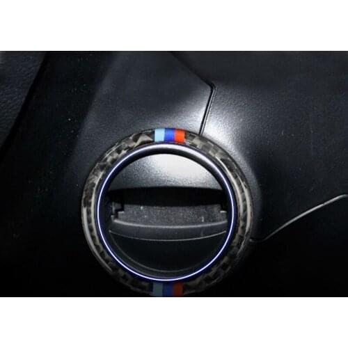 Carbon Fiber Car Interior Engine Start Stop Button Ignition Key Ring Cover Sticker Trim For BMW 5 Series E60 E61 2004 - 2010