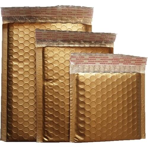 50Pcs Matte Gold Aluminized Film Bubble Mailers Self Seal Bubble Envelope Waterproof Shipping Bag Shockproof Padded Envelopes