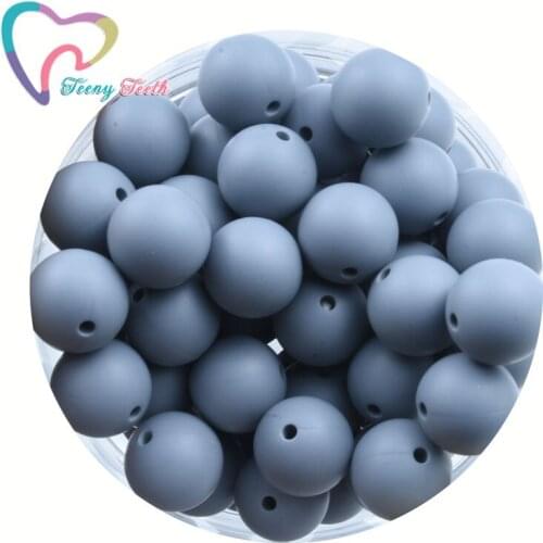 Teeny Teeth 100 PCS Dim Gray Silicone Beads Baby Teether Round Food Grade Silicone Round Beads BPA Free Bracelet Making Teether