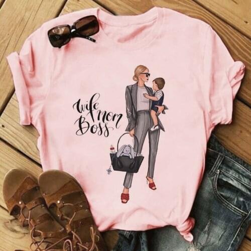 Summer Fun Fashion Cartoon Super Mom Mother Love Print Lady Graphic Kawaii Harajuku Women Clothes Simple Blusas Elegant Blouse