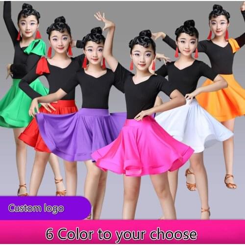 Multicolor Latin Dance Costume for Children Professional Competition Practice Dress Modern Salsa Tango Dance Wear for Stage