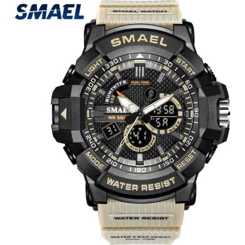 Mens Fashionable Multi-Functional Electronic Watch Outdoor Sports Dual-Display Waterproof Digital Watch Luminous Watch 1809