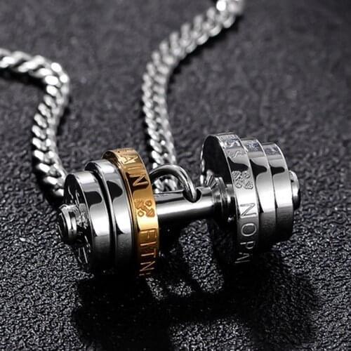 Men necklace chain Dumbbell pendant stainless steel barbell necklace men fitness gold necklace gifts for man jewelry on the neck