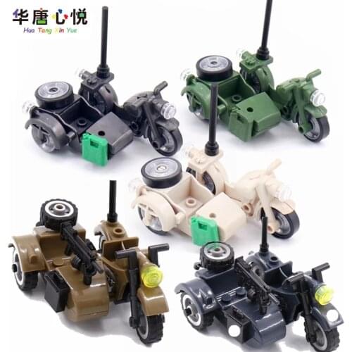 Creator Military Particles Accessory Motorcycle Tricycle Cartoon Car Brick Set Building Block Kid Toy Military Creators City Kit