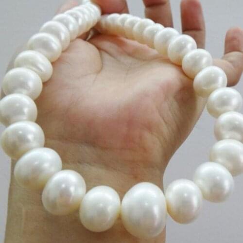 HUGE 18"17MM NATURAL freshwater GENUINE WHITE PEARL NECKLACE 925silver