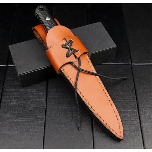 G10 handle 8cr15mov light sharp tactical knife outdoor camping knife jungle hunting straight knife + leather scabbard