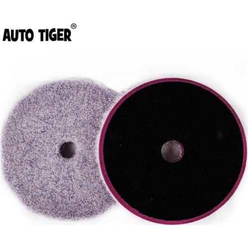 AUTO TIGER 5"/6" Inch Purple Short Hair Pure Wool Medium Car Polishing Buffing Pads For Detailing
