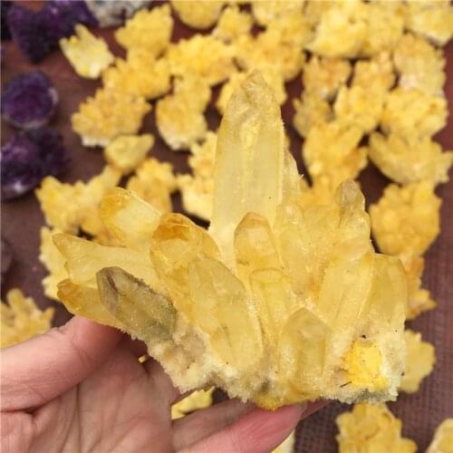 Natural Rock Quartz Crystal Cluster Yellow Crystal Mineral Specimen Home Decoration Healing Gemstone