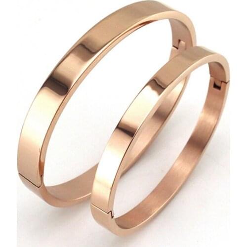 Simple Straight Button Type Eternal Couple Bracelet Stainless Steel Lover Ordinary Bracelet Men And Women Gifts