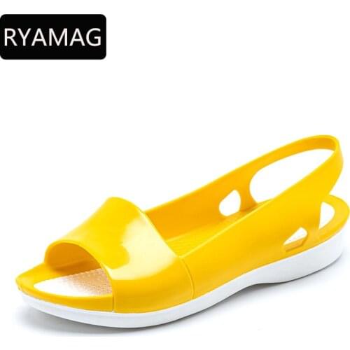 RYAMAG Women Clogs Jelly Sandals Non-Slip Summer Hole Shoes Female slippers Plastic Female Girls Waterproof EVA Garden Shoes