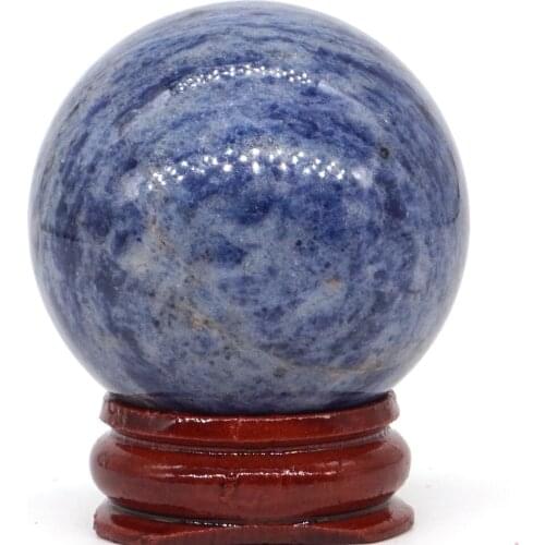 Natural Blue Sodalite Stone Ball Mineral Quartz Sphere Hand Massage Crystal Ball Healing Feng Shui Home Decor Accessory 40mm
