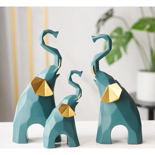 Elephant Decor Resin Statue Home Decoration Accessories Living Room Decoration Sculpture Abstract Desk Decoration Modern Gift