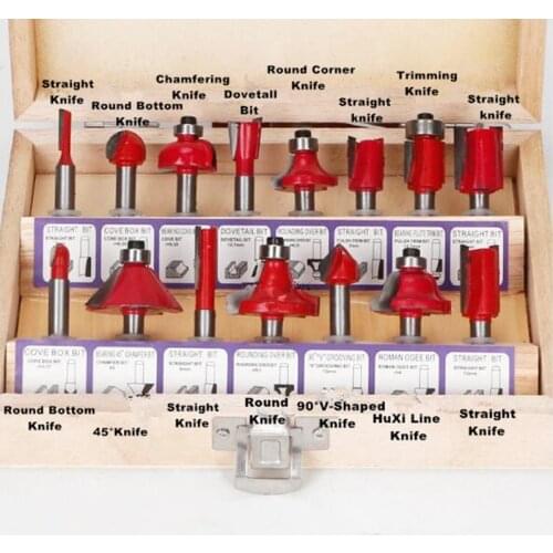 12 PCS/15 PCS 1/2'' 1/4'' 12.7MM 6.35MM 8MM Shank Carbide Router Bit For Woodworking Milling Cutters Engraving Cutting Tools