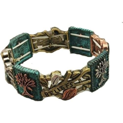 Ins Vintage Tree of Life Believe Love Hope Letters Handmade Elastic Bracelets Women Party Hiphop Rock Bohemia Jewelry Bracelet