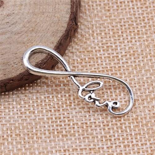 WYSIWYG 10pcs 39x15mm 3 Colors Antique Gold Antique Silver Color Antique Bronze Love Infinity Charms Infinity Love Charm