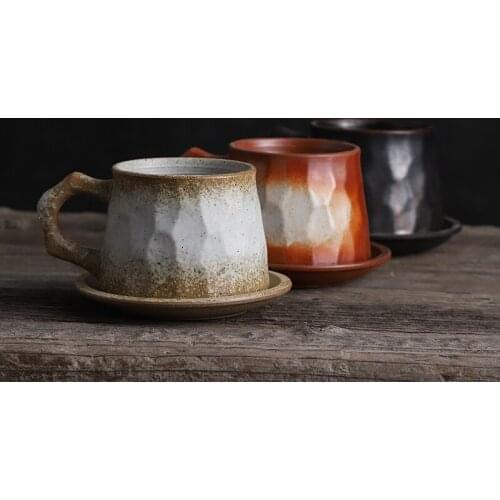 Japanese Ceramics Coffee Cup Saucers Suit Originality Coffee Mug Afternoon Tea Office Scented Tea Black Tea Cup Pottery Coffee