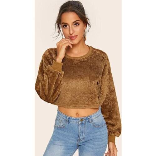 Womail Women Fashion Autumn Hoodies Patchwork Casual Velvet O-Neck Strip Solid Long Sleeve Blouse Sweatershirt Tops