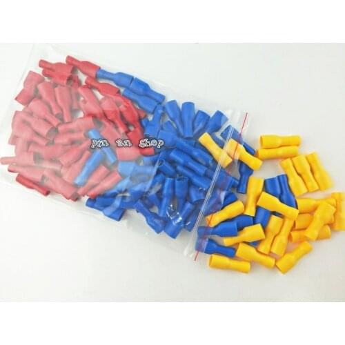 100PCS Female Insulated Electrical Crimp Terminal Connectors Cable Wire Connector FDFD R-40 B-40 Y-20