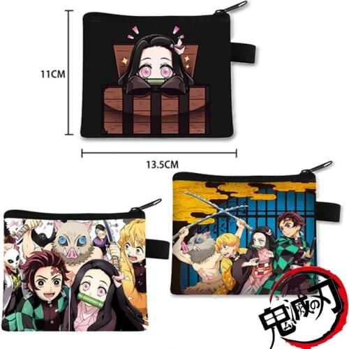 Anime Demon Slayer Kimetsu No Yaiba Kamado Nezuko Hashibira Inosuke Coin Wallet Purse Keychain Storage Bag Clutch Bag Gift