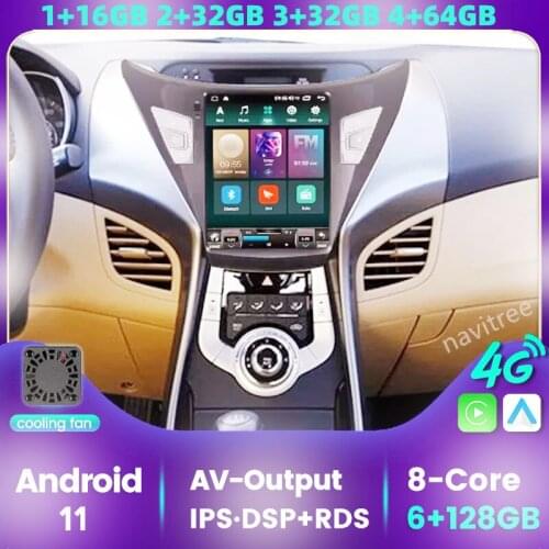 Car Radio Android 11 System For Hyundai Elantra Avante I35 2011-2016 Multimedia Player 2 Din GPS Navigaion Dvd Stereo Head Unit