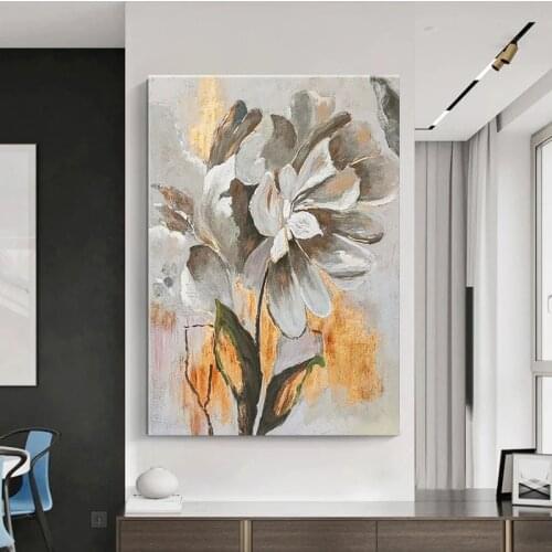 Large hand painted Abstract Flowers Handmade Canvas Oil Paintings Wall Hanging Picture For Living Room Home Decor No Frame