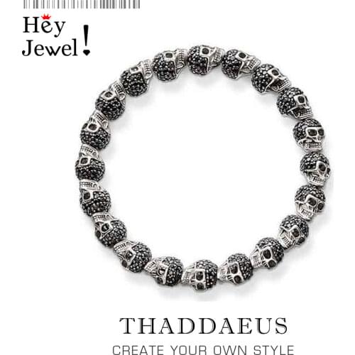 Black Zirconia Skeleton Skull Bracelet,Europe Style Heart Good Jewelry For Men & Women,2019 Rebel Gift In Silver,Super De