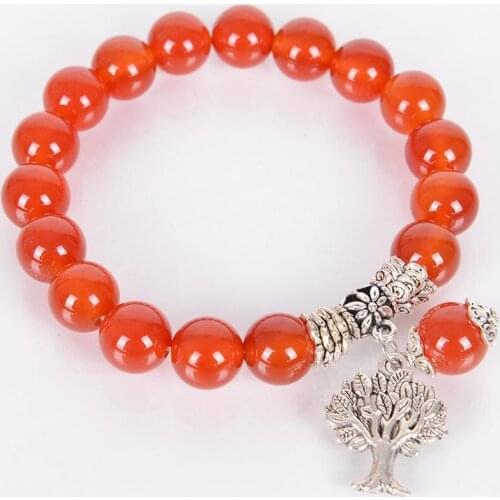 6MM 8MM 10MM Chakra Natural Stone Red Jaspe Bracelets Tree of Life Bracelet Mala Beads Reiki Healing Meditation Energy Bangles