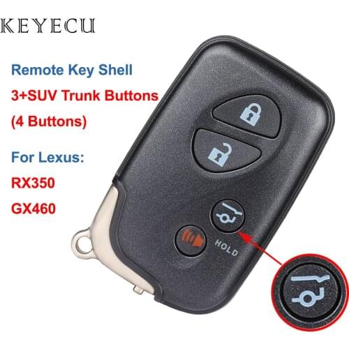 Keyecu Remote Key Shell Case Cover 4 Buttons (3 Butons + 1 SUV Trunk Button) for Lexus RX350 2015, GX460 2010-2018, HYQ14ACX
