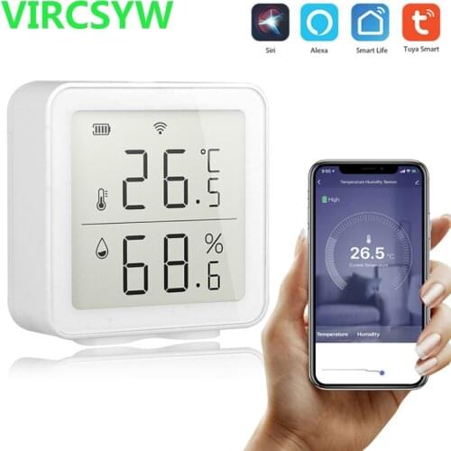 VIRCSYW Tuya WIFI Temperature And Humidity Sensor Indoor Hygrometer Thermometer With LCD Display Support Alexa Google Home