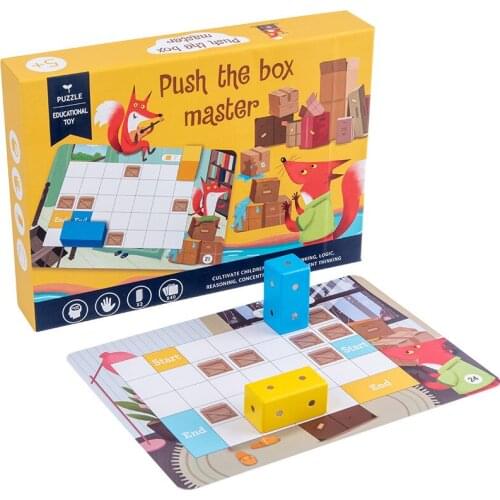 Kids Wooden Magnetic Puzzle Toys Fox Sokoban Puzzle Game Toys for Children Logic Thinking Training Push the Box Educational Gift