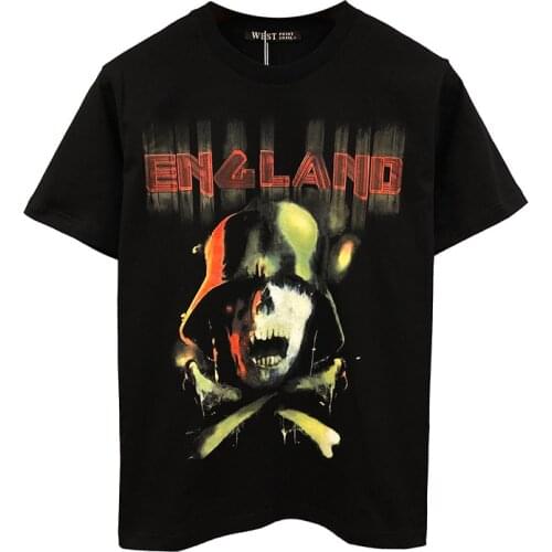 Europe Fashion Street Black T-Shirt Men Skull Print Short Sleeve Tees Lovers O-Neck Clothing Tops Loose Casual Summer 45-100kg