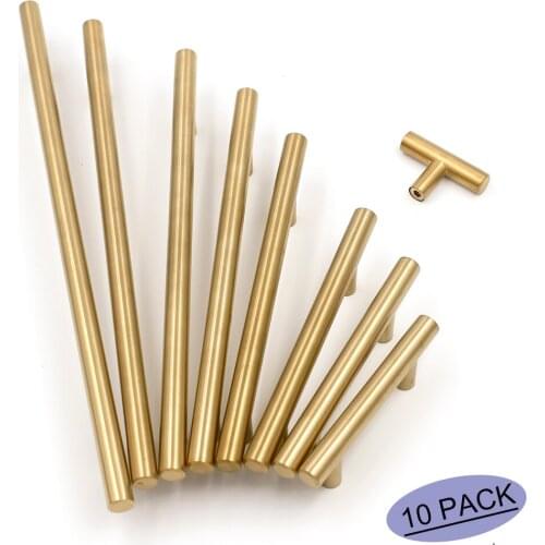 Goldenwarm Cabinet Handles Brushed Brass Cabinet Hardware Drawer Pulls Gold Cabinet Pulls Cabinet Knobs Drawer Knobs 10 Pack