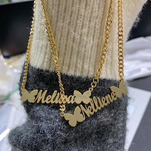 Personalized Custom Name Necklace Gold Stainless Steel Name Necklace Mirror Surface Gold Choker Necklace Pendant Nameplate Gift