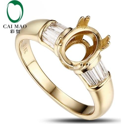 CaiMao Oval cut Semi Mount Ring Settings & 0.38ct Diamond 18k Yellow Gold Gemstone Engagement Ring Fine Jewelry