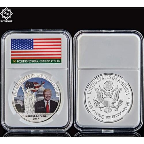 Gold/Silver Coin USA 45th President Donald Trump Coin US White House The Statue of Liberty Freedom Collectible Coin