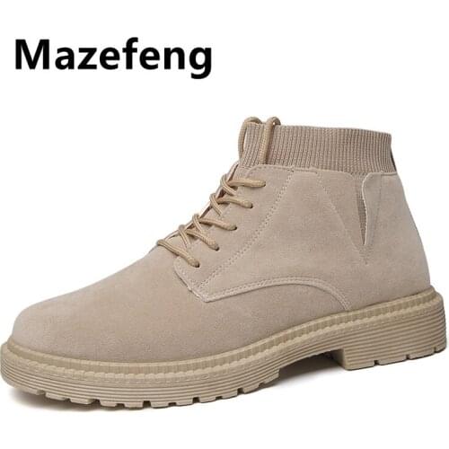 Mazefeng Spring Autumn 2021 New Man Boots Mens Leather England Retro Tooling Man Boots Lace-up Male Desert Boots 39-44