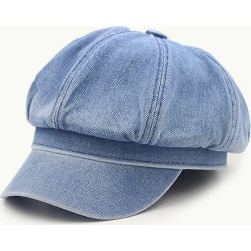 Fibonacci Fashion Hats For Women Summer Octagonal Hat Female Korean Casual Retro Denim Newsboy Hat Travel Street Trend Cap