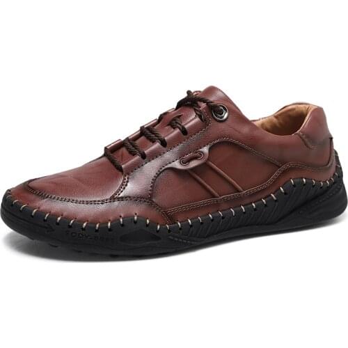 Genuine leather shoes men loafers Handmade Casual men shoes Big Size 48 Outdoor Walking shoes male zapatos de hombre