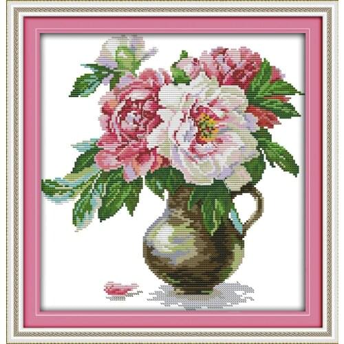 Dreampattern The peony vase (4) cross stitch kit DIY vase hand embroidery set handmade needlework cross-stitching DMC color