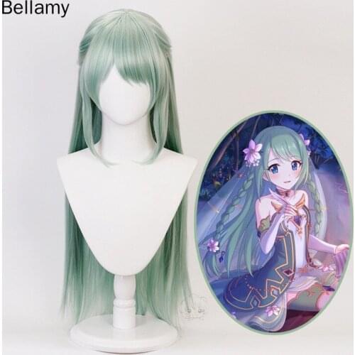 Anime Princess connect ReDive Chica Cosplay hairwear Straight Long Palegreen Cosplay Wig +Wig Cap