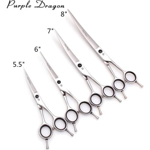 Barber Cutting Shears Purple Dragon Brand 5.5" 6" 7" 8" Japan Stainless Curved Scissors 1028# Professional Hairdressing Scissors